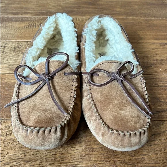 UGG Chestnut Suede Moccasin Slippers - Picture 4 of 11